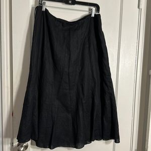 Lauren Ralph 14w linen-is shell.cotton lining swing skirt-a line circlmidi black